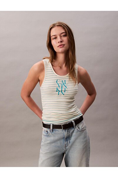 Calvin Klein SL COTTON RIB STRIPE TANK