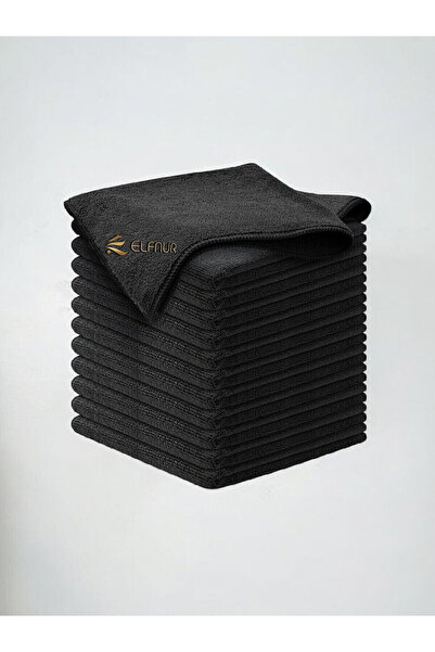 elfnur Diamond Series - 3 Pieces Black Microfiber Cleaning Cloth 40*40 Cm