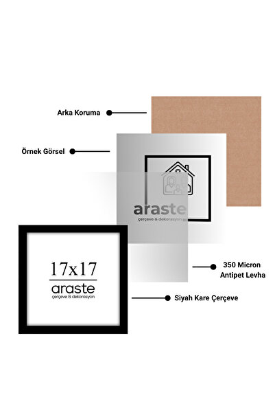 Araste Dekorasyon إطار 17×17 - إطار صور - إطار مربع - زاوية ذكريات - إطار فارغ