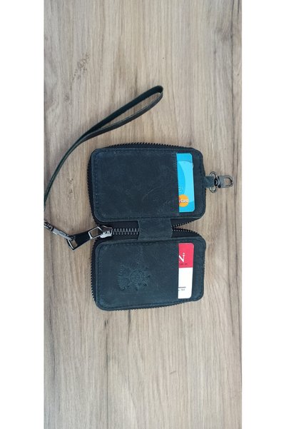 MATRUŞKA DERİ SANAT TASARIM Real Leather Zipper Card Holder & Keychain