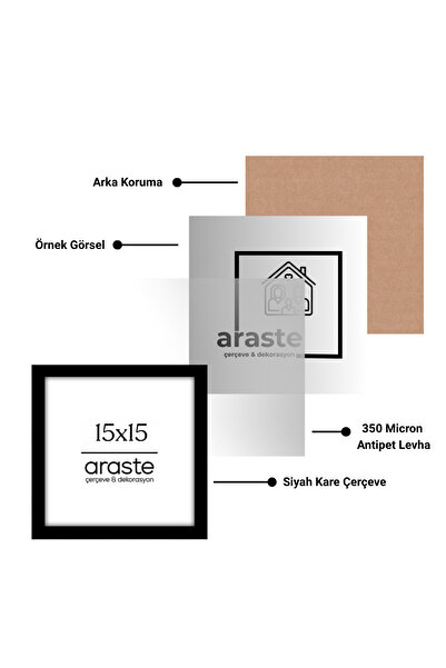 Araste Dekorasyon إطار 15×15 - إطار صور - إطار مربع - زاوية ذكريات - إطار فارغ