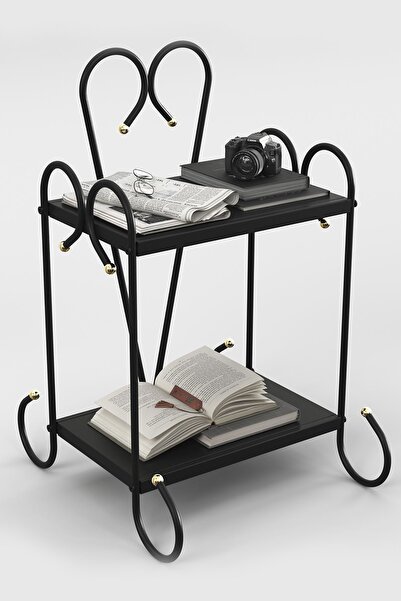 ARGİMO Bergama Retro Ferforje Metal Komodin Siyah