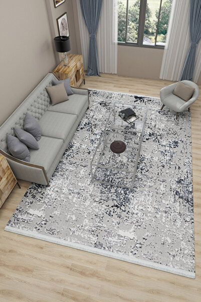 SEVENHILL Milano 205 Gri Zarif Dokuma Salon Yatak Odası Halısı Kaymaz Modern ...