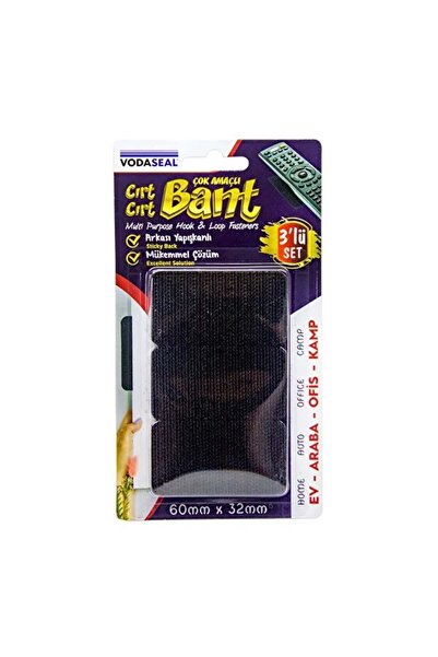 Vodaseal CB6032 Çok Amaçlı Cırt Cırt Bant 3'lü Paket Siyah