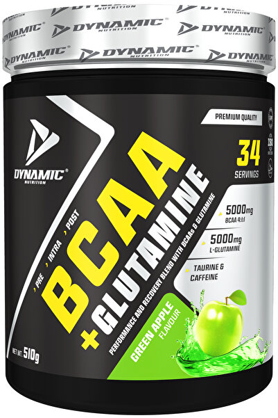 Dynamic Nutrition Yeşil Elma Aromalı Bcaa Glutamine 510 G - Taurin Ve Kafein Ilaveli - 34 Servis