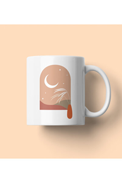 Dörtel Tedarik Bohemian Design Mug Unisex Porcelain Mug White, Colored 8X10Cm