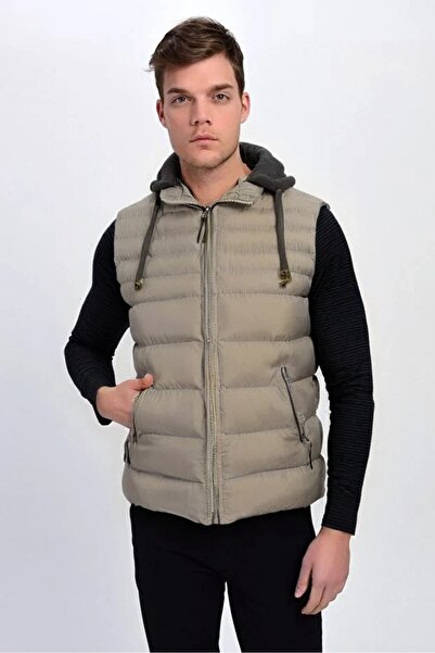 DYNAMO Erkek Gri Çıkarılabilir Kapüşonlu Şişme Yelek