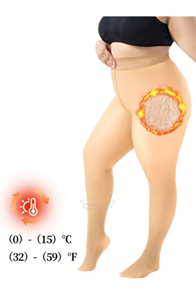 MİSTİRİK Ravena Model Curve Warm Plush Inside Flexible Thermal Socks Skin Color