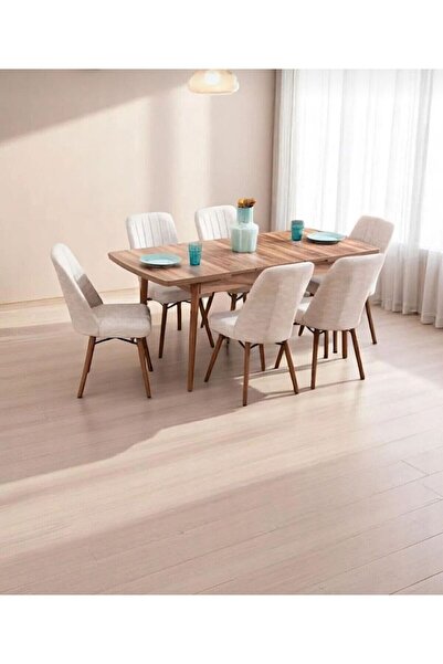 UZMHOME 6 Kişilik Açılır Masa Sandalye Takımı Mutfak Masası Takımı Salon Masası Yemek Masası Masa Takımı