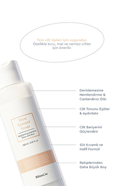 Bibimcos Rice Extract Toner 150ml Pirinç Özlü Tonik