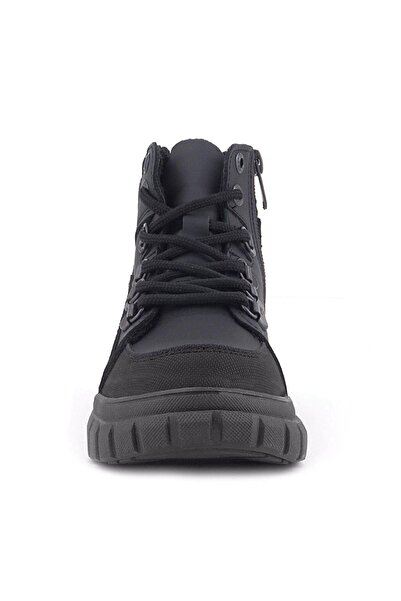 Rakerplus Genuine Leather Black Red Zippered Boys' Boots