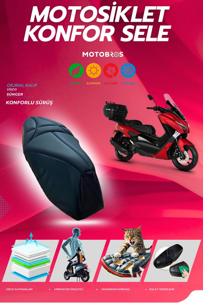 Motobros Husă de șa confortabilă KUBA CHİA cu burete viscoelastic, model special