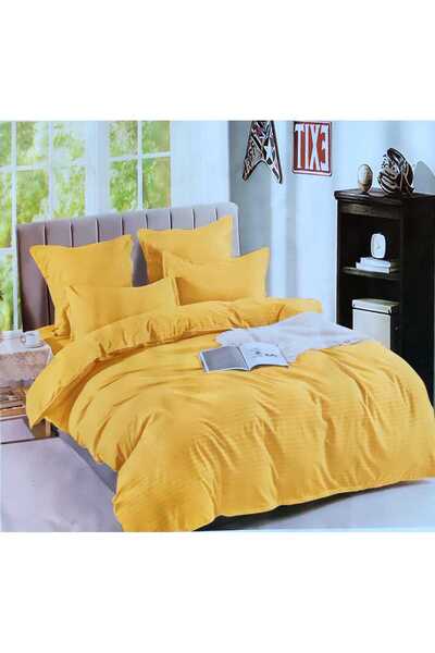 Pucioasa Double bed linen, Damask, Sulphur, 6 pieces, Fitted sheet 230x250 cm