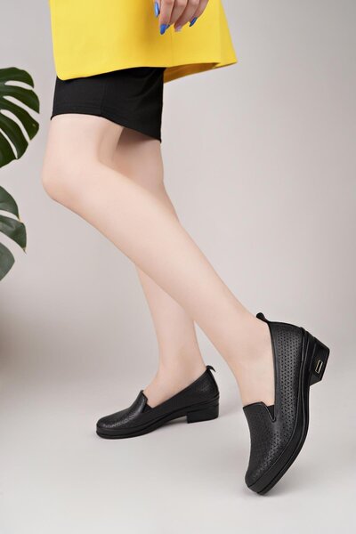 Castle Black 5421 Taba Hakiki Deri Topuklu Kadın Ayakkabı