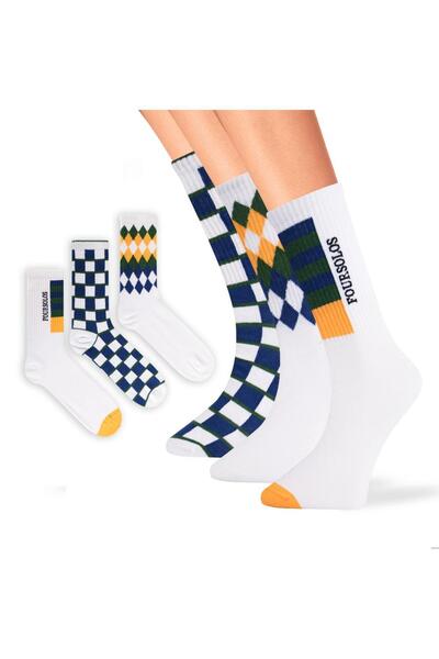 FOURSOLOS 3-Piece Colorful Socks – Retro and Patterned Design, Comfort with B...