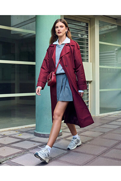 SEÇİL Kruvaze Kuşaklı Cepli Trençkot