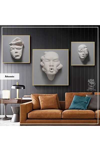 Tablomtr Metal Çerçeveli Camlı Atomic 3'lüTablosu