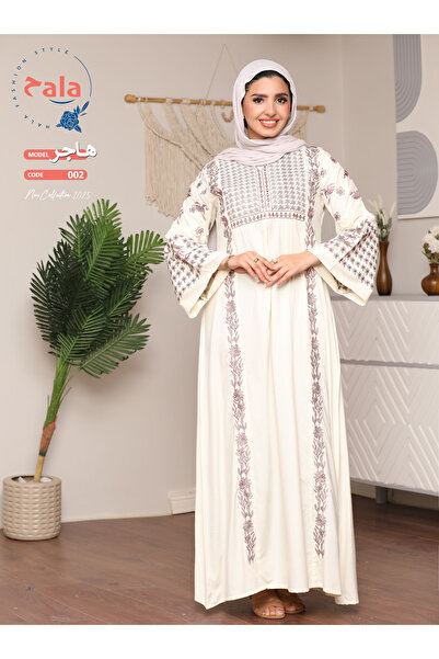 Hala Embroidered reception jalabiya made of light and soft linen fabric that gives you a feeling of comfort and freshness