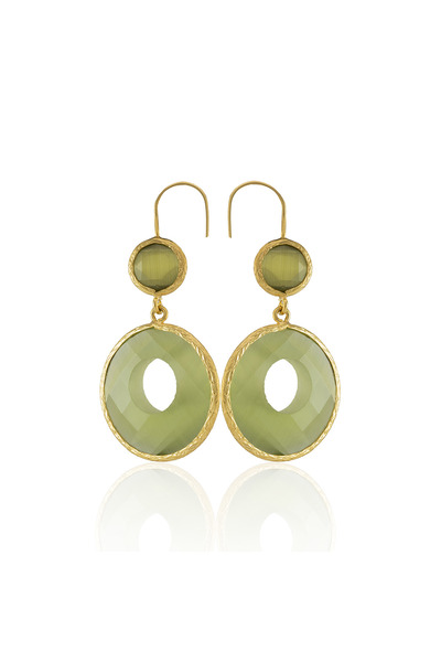 Design by Kadir Kadir Jewellery 22 Ayar Altın Kaplama Kadın Taşlı Küpe -El İş...