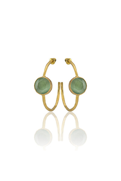Design by Kadir Kadir Jewellery 22 Ayar Altın Kaplama Kadın Taşlı Küpe -El İş...