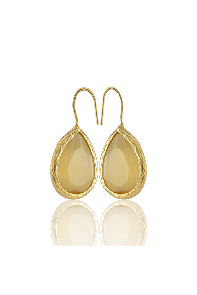 Design by Kadir Kadir Jewellery 22 Ayar Altın Kaplama Damla Taşlı Küpe -El İş...