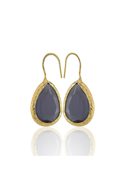 Design by Kadir Kadir Jewellery 22 Ayar Altın Kaplama Damla Taşlı Küpe -El İş...