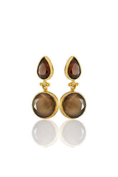 Design by Kadir Kadir Jewellery 22 Ayar Altın Kaplama Vintage Küpe -El İşçili...
