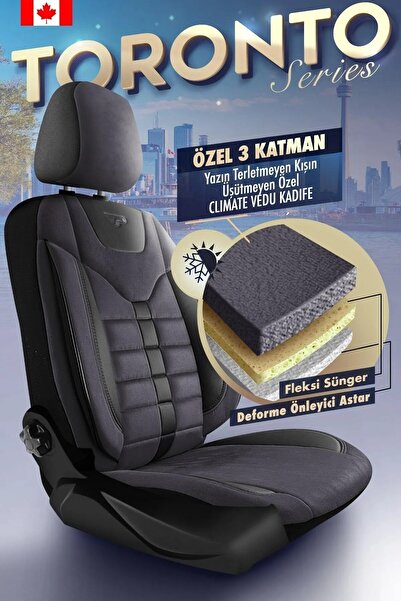 Panda Kılıf Panda Toronto Series Suede Fabric Car Seat Cover - Full Set