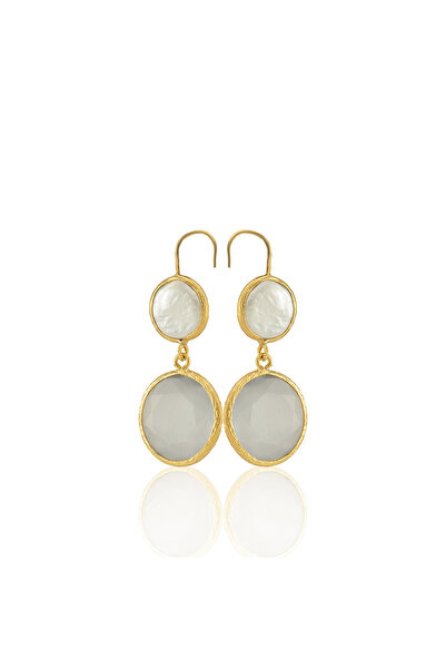 Design by Kadir Kadir Jewellery 22 Ayar Altın Kaplama Kadın İnci Küpe -El İşç...