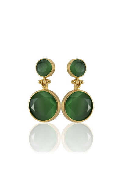 Design by Kadir Kadir Jewellery 22 Ayar Altın Kaplama Kadın Taşlı Küpe -El İş...