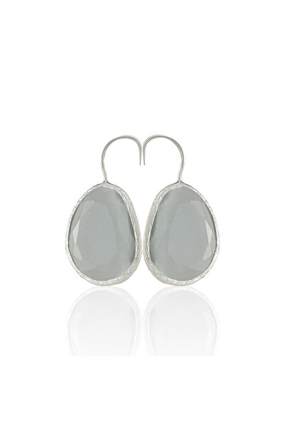 Design by Kadir Kadir Jewellery Gümüş Kaplama Fosil Taşlı Küpe -El İşçiliği Ve Hipoalerjenik Küpe