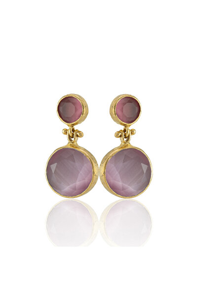 Design by Kadir Kadir Jewellery 22 Ayar Altın Kaplama Kadın Taşlı Küpe -El İş...