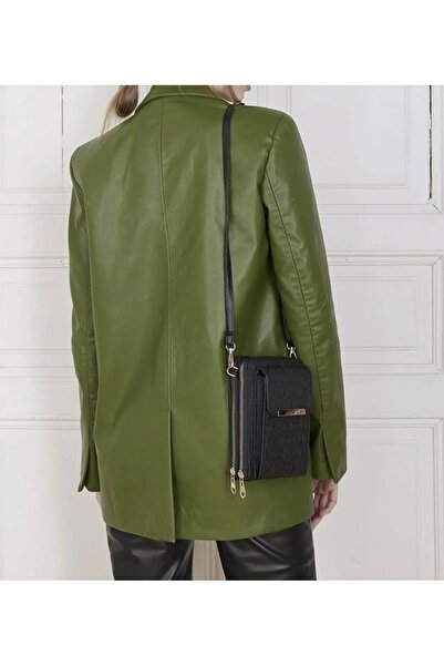 selma demir Dámská černá taška na peněženku se 3 přihrádkami a přihrádkou na telefon