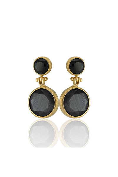 Design by Kadir Kadir Jewellery 22 Ayar Altın Kaplama Kadın Taşlı Küpe -El İş...