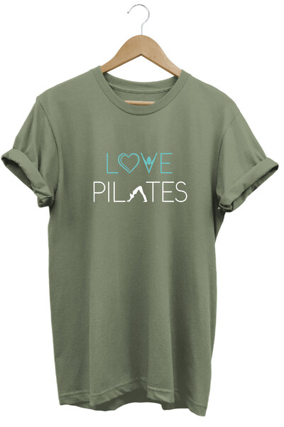 MODA تي شيرت Love Pilates - تي شيرت مطبوع بنمط رياضي وكاجوال مصنوع من القطن ب...