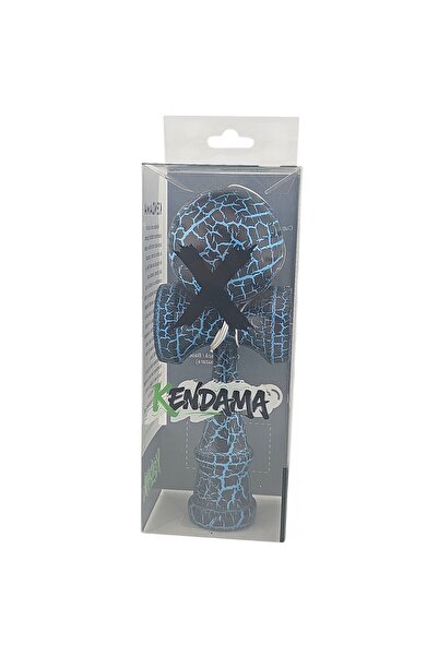 Bibilel Kids Kendama X Original, Profesional, Bibilel Kids, Cracat, Lemn, 18 cm, Negru, Albastru