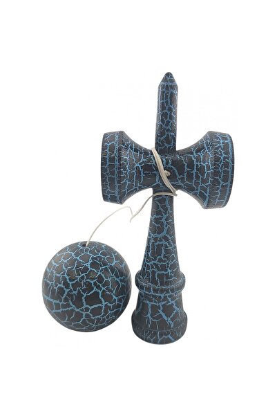 Bibilel Kids Kendama X Original, Profesional, Bibilel Kids, Cracat, Lemn, 18 cm, Negru, Albastru
