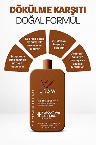 Uraw Chocolate Caffeine Shampoo ( Kakao Ekstratlı Yüksek Onarıcı Çikolata Şampuanı )