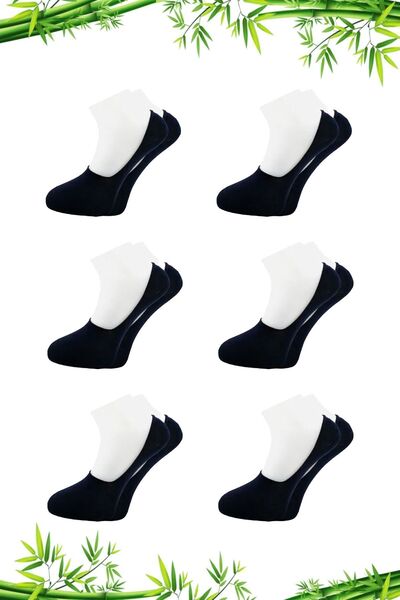 KARDEŞLER ÇORAP Bambu Erkek Babet Lacivert Çorap Dikişsiz Görünmez Kaydırmaz Topuk Silikonlu 6'lı Paket