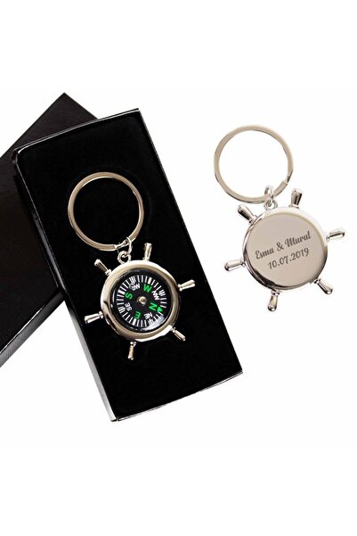 hediyerengi Isme Özel Pusulalı Metal Anahtarlık