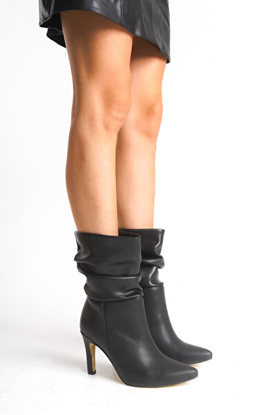 Riccon Lesxipha Kadın Körüklü Kısa Çizme 0012203 Siyah Cilt