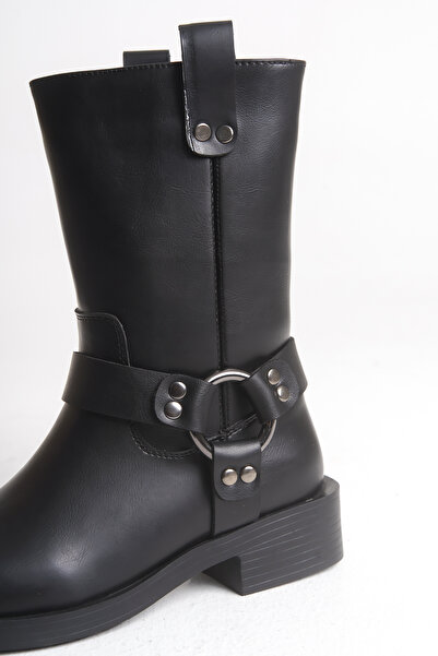 Riccon Ceruvylth Kadın Kısa Çizme 00128803 Siyah Platin