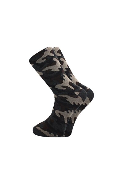 KARDEŞLER ÇORAP Мъжки камуфлажни памучни чорапи с военен шарен мотив, комплект от 4 дълги чорапа