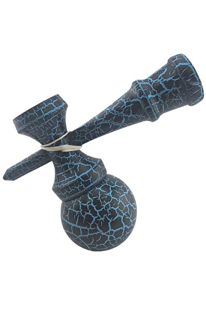 Bibilel Kids Kendama X Original, Profesional, Bibilel Kids, Cracat, Lemn, 18 cm, Negru, Albastru
