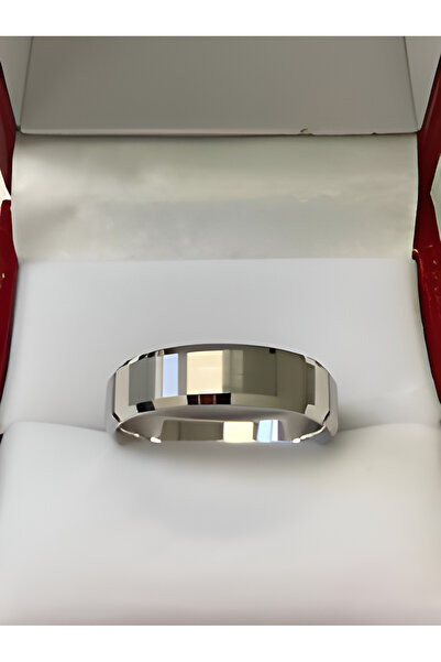 deren gümüş 5mm Mat Zemin Kenar Pahlı Gümüş Alyans Erkek Yüzük 925