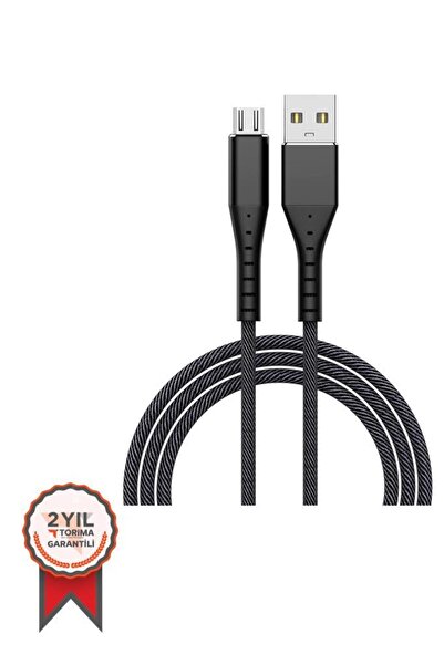Torima Şarj Kablosu Micro 2.4A Halat Data Kablo AP210 Siyah