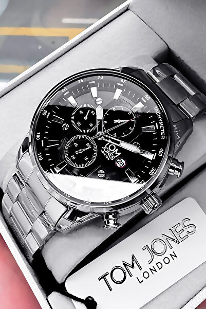 Tom Jones Orijinal lik Erkek Kol Saati Su Geçirmez Gümüş Renk Çelik Kordon GT...