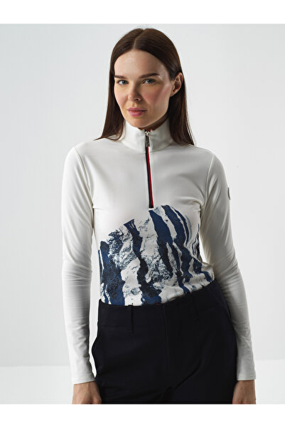 Xint Kadın Ekru Esnek Dokulu Regular Fit Uzun Kollu Tişört