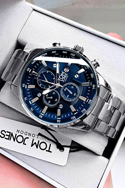 Tom Jones Erkek Kol Saati 3 Atm Su Geçirmez Gümüş Renk Çelik Kordon + Bileklik Hediyeli Cbk1028