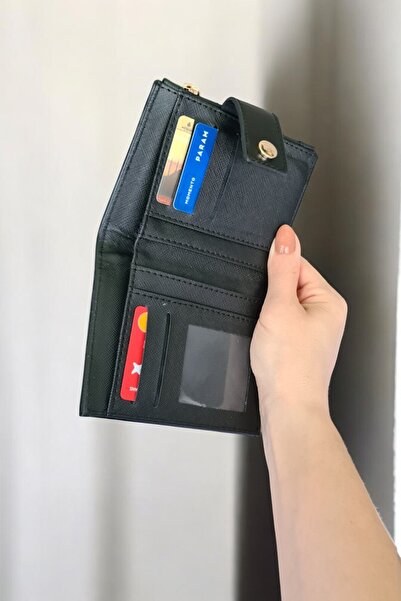 Classbag Kadın Siyah Timsah Desenli Temassız Kartlık Detaylı Kare Cüzdan